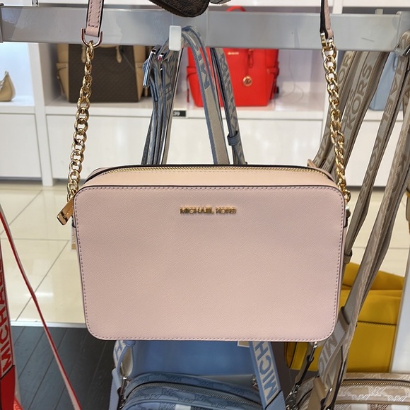 Michael Kors Jet Set Item Large East West Zip Crossbody Leathr Powder Blush/Pink - Picture 7 of 16